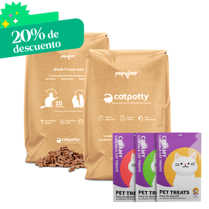 Arena para Gato Biodegradable 20k + Snacks